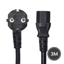 국산 3구 파워케이블 16A 220V 컴퓨터 전원케이블 파워코드, 3m, 1개