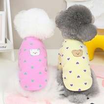 쉬블림로브 반려 애견 옷 하트 땡땡이 캐릭터 티셔츠 GWP0007, 핑크
