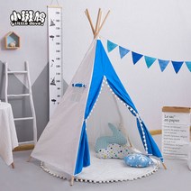 블루 플레이 하우스 인디언 동굴 공주 실내 터널 놀이 텐트, 블루 레이스 볼