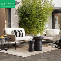 야외바베큐장 테라스 야외 소파 안뜰 정원 빌라 북유럽 발코니 등나무 테이블과 의자 가구 조합, [04] 더블속건 코튼 디럭스 에디션