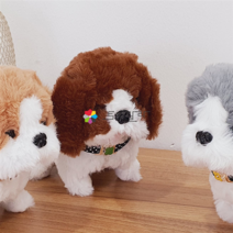 움직이는 강아지 인형 귀여운 작동 장난감 휴게소 작동인형 강아지인형, D-3.봉순이 봉덕이(브라운)