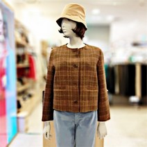 BENETTON NC12 체크 울 숏귀염코트 둥근카라리스코트 BACT05211