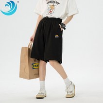 여성복 여름 5부 트레이닝 반바지 여 스트레이트 스판 슬랙스 자수 슬림 와이드 외전 캐주얼 팬츠