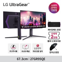 LG 신모델 OLED 27GR95QE 울트라기어 27인치 QHD 240Hz 0.03ms(GtG) 올레드 게이밍모니터 4극단자, LG물류 무료 방문설치
