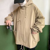 힙한 커플 패션 여자 오버핏 아노락 남자 바람 막이 아우터 대학생 여자오버핏아노락 긴소매후드티점퍼