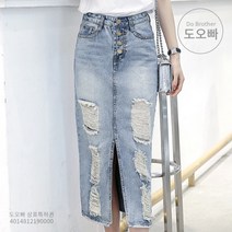 도오빠 청치마 데님 스커트 A라인 XL까지 워싱 롱 봄 여름 가을 포크 옆라인 절개 옆트임 미디 무릎길이 치마 캐주얼 직장인 출근룩 빈티지 레트로 복고 스타일 20대 30대