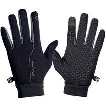 파워터치 모아 겨울 방한 스포츠장갑 등산 자전거 아웃도어 필드 기모 방풍 보온, 블랙 여성