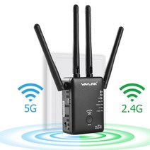 wavlink wifi 리피터 5ghz 7501200mbps 무선 라우터 듀얼 밴드 2.4ghz 액세스 포인트 긴 신호 증폭기 wi-fi 범위 확장기, 나는 플러그, ac1200 와이파이 리피터