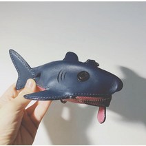 가죽 상어 이어폰 지갑 귀여운 샤크 지갑 물고기 자동차 키가방 열쇠가방 무서운 상어 가방 펜던트
