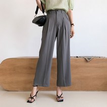 네쥬 여성 편한 뒷밴딩 핀턱 일자 와이드 롱 슬랙스