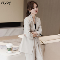 VSYOY 정장 세트 여성 투피스 2023 새로운 캐주얼 패션 슬림 봄 가을 비즈니스 착용