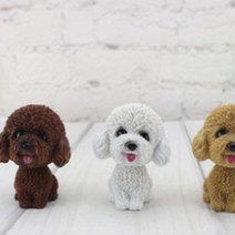 욜케이유 강아지 푸들 차량용 피규어 장식 용품, 테디브라운