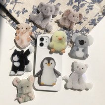 아쿠세샵 동물 그립톡 코끼리 마우스 코알라 펭귄 고양이 양 병아리 아크릴 에폭시 프린팅 스마트톡 트레저 소정환 그립톡, 흰고양이, 1개