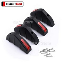 범용 탄소 섬유 자동차 변형 후면 범퍼 디퓨저 스포일러 블랙 레드 ABS 립 충돌 방지 4 개, Black Red