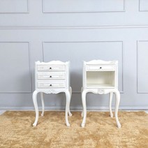 [끌리움] 프렌치 침대옆 3단 화이트 엔틱 협탁 콘솔, 서랍1개