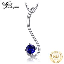 Jewelrypalace 여성을위한 블루 사파이어 925 스털링 실버 펜던트 목걸이 제작 패션 쥬얼리 보석 초커 체인 없음
