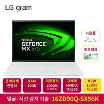 2022 LG전자 그램 16ZD90Q-SX56K (40.6cm 인텔12세대 앨더레이크 CPU NVMe 256GB 16GB), WIN10 Home, 16GB, 코어i5, 스노우화이트