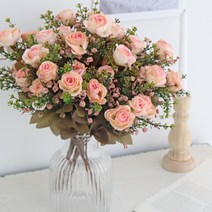 봉주르소소 조화 인테리어 그란데 메르시 장미, 핑크, 1개
