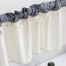 투톤 컬러 태슬 장식 카페 주방 가림막 커튼 여자아이방 바란스 부엌창문 공간분리 발코니, 상세페이지 참조