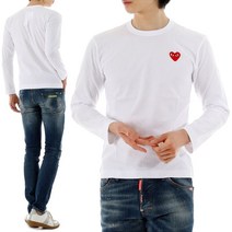 [국내배송] 꼼데가르송 AZ T118 WHITE 레드하트 와펜 티셔츠