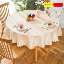원형테이블보 6인용 4인용 행사용 호텔 가정용 원형 식사용 방수 식탁보 기름 및 화상 방지 세탁 가능한 유럽 스타일, 120cm, 3