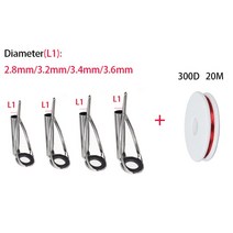 낚시 가이드 탑 혼합 크기 낚시 탑 링로드 폴 수리 키트 라인 가이드 눈 세트 및 링 바인딩 와이어, 2.8mm-3.6mm