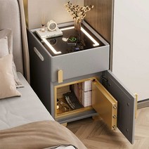 금고 협탁 스마트 무선충전 usb 콘센트 침대 럭셔리, 화이트/금고+스마트 기능  30x40x50