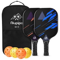 niupipo Pickleball Paddles Fiberglass Surface Lightweight Pickleball Set with 4 Balls and 1 Pickle, ‎에이. 블루와 오렌지