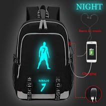 높은 품질 크리스티 아 누 호나우두 CR7 빛나는 USB 충전 Tenns 배낭 USB 충전 CR7 배낭 남자 여자 Mochila