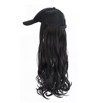 위너리스 우아이브 S컬 웨이브 가발모자 긴머리 통가발, 다크블랙