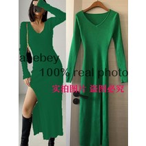 2023 써스데이 아일랜드 하라주쿠 스타일 원피스 봄과 겨울 프렌치 슬릿 스웨터 드레스 슬림