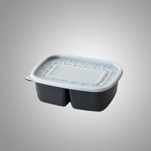 행복물류 밀폐용기 죽용기 CJ사각 죽용기 900ml (2칸) / 검정 500set