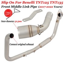 베 넬리 TNT125 TNT135 TNT 125 135 - 바이크 오토바이 배기 전면 중간 링크 파이프 연결 51mm 머플러, [01] 금