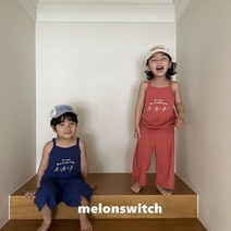 썸머 래빗 나시세트/ S-XXL 화이트 벽돌 네이비 나시상의 팬츠하의 어린이집 세트