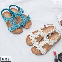 큐빅 라인04 꽃무늬 T 여성 샌들