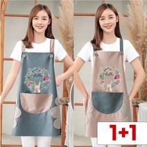 1+1 라이프핵 토끼 앞치마 방수앞치마 주방앞치마 꽃집 바리스타 앞치마 핸드타월, 블루+핑크