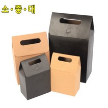 튼튼한 무지 크라프트지 블랙 손잡이 사각 선물 포장백 커피 전문점 드립백 선물백 명절 답례품 쇼핑백 포장 가방 종이백 크래프트지 케이스, 색상/사이즈, 대 - 블랙