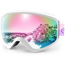 Findway 아동용 스키 고글 아동용 스노우 스노보드 고글 남아 여아 청소년 OTG, White Frame Revo Pink Purple