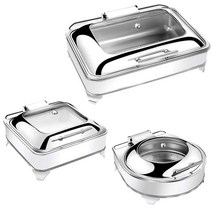 업소용 뷔페그릇 차핑디쉬 워머 보온 챠핑디쉬 집기, 직사각형/깊이 4칸/13리터 전기 난방