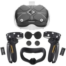 VR 헤드셋 vr 안경 컴퓨터 트래커 총 헤드 페이스 커버 용 실리콘 보호 커버 셸 케이스 액세서리 용 패드 확장 그립, 블랙 세트 2