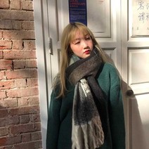 SJW 여성 체크 수술 머플러 배색 롱 목도리 숄 소프트터치 겨울 심플 코디 4컬러
