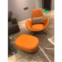 가죽소파 1인 북유럽 싱글 소파 의자 달걀 의자 가죽 미니멀리스트 거실 호랑이 의자, 20.메인 컬러 의자 발 디딤(나파 진피)