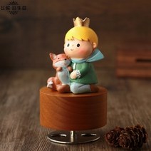 신혼부부오르골 미스터션샤인 오르골 뮤직박스 나무 음악 상자 공예 레트로 선물 홈 장식 회전 라운드 자료와 함께 작은 왕자 시계, 04 4