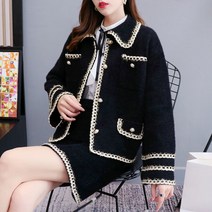 여성 루즈핏 명품스타일 카라 자켓형 니트 가디건