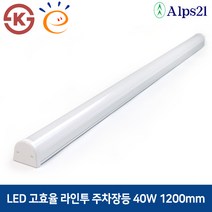 알프스21고효율 LED 라인투 주차장등 40W 1200mm 레이스웨이 직부등 산업조명, 5700K(주광색), 주광색