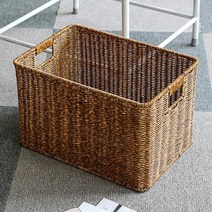 엔티크 라탄짜임 사각 소품 바구니 44cm (월넛), 상세페이지 참조