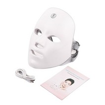 무선 7 색 led 페이스 마스크 라이트 테라피 광자 usb 충전 페이셜 마스크 안티 에이징 피부 회춘 스킨 케어 장치, 상자가 있는 USB-흰색