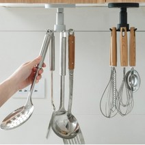 주방 정리 용품 국자 걸이 6구 회전식 천정형 벽걸이형, 벽걸이형 화이트