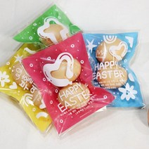 [CGI선교단체] 부활절 계란 2구 접착 비닐 봉투 4종 25개 교회 주일학교 전도용 달걀 선물 포장, 하트(코랄)