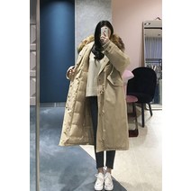 오버핏 페이크라쿤퍼 후드 야상 롱패딩점퍼 겨울신상